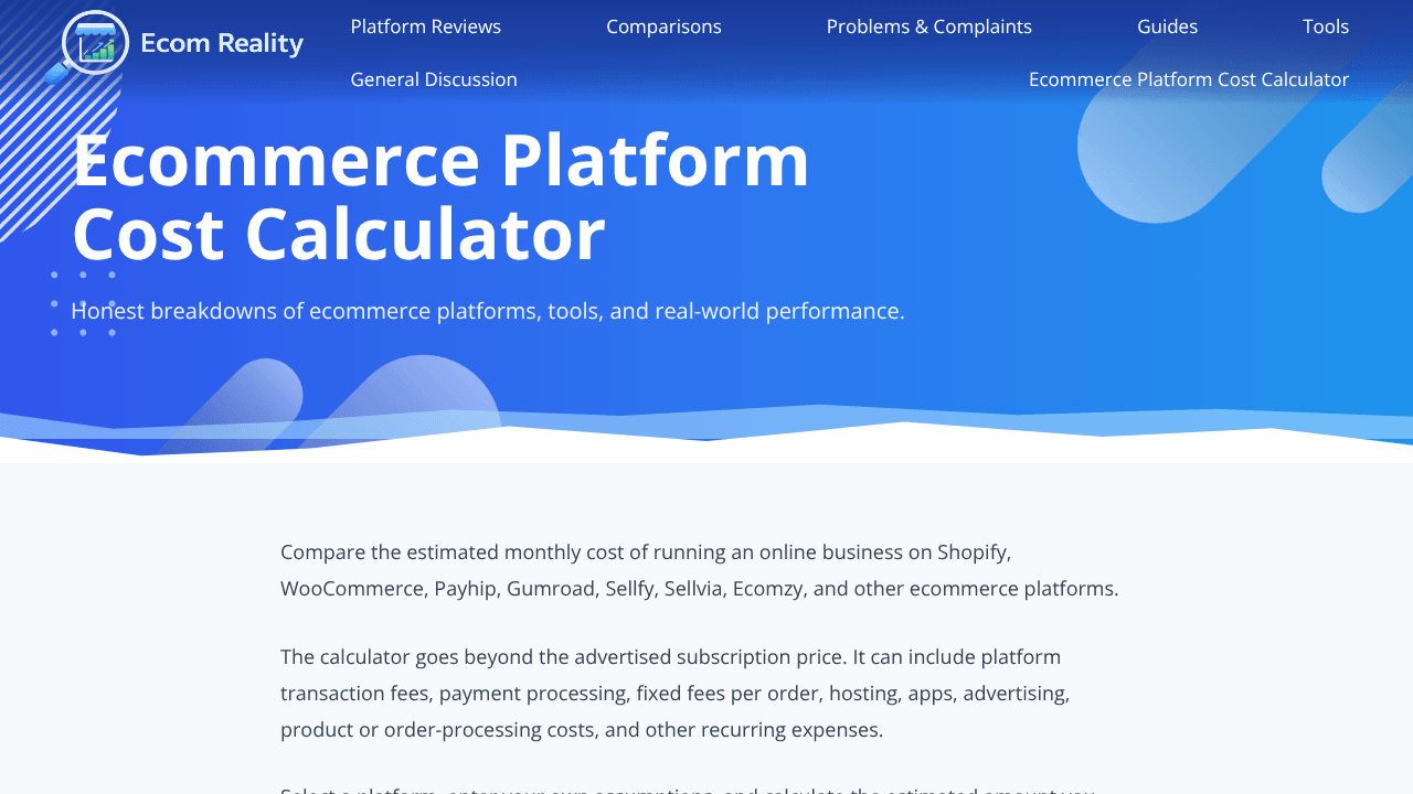 Ecom Reality Platform Cost Calculator