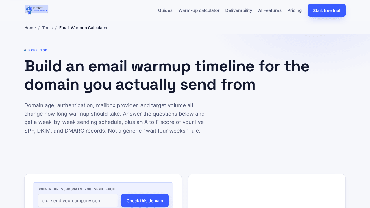 Email warmup calculator