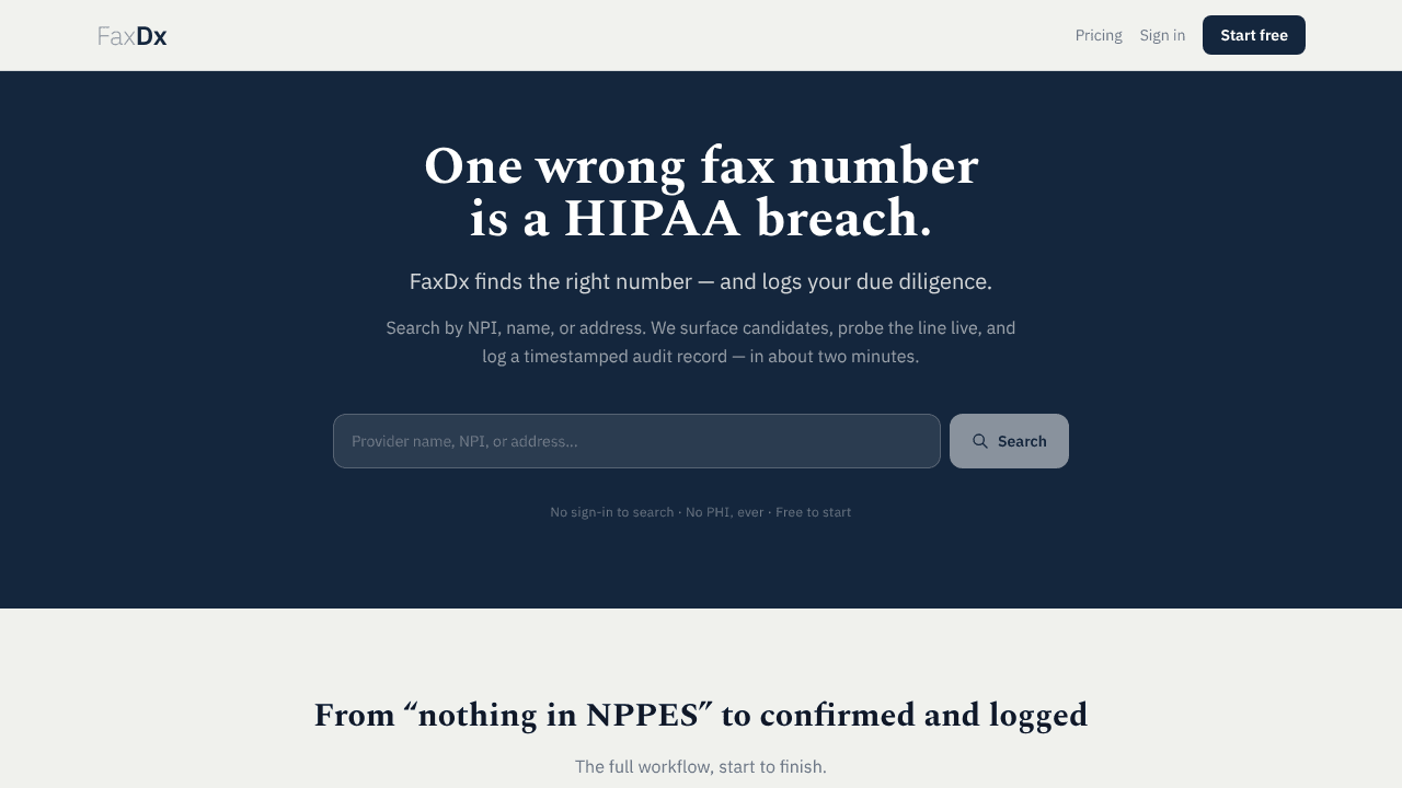 FaxDx — Fax verification for healthcare