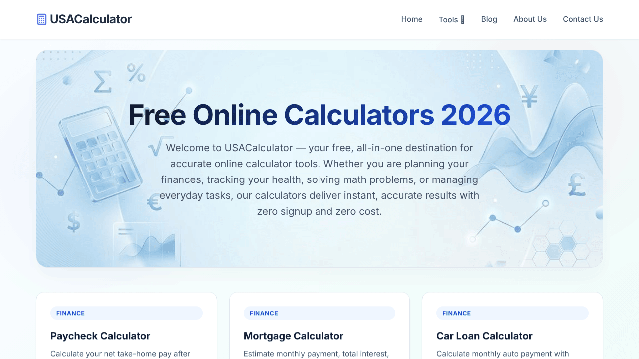 Free Online Calculators 2026