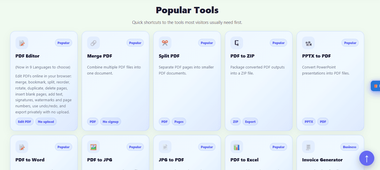 Free PDF Tools Online - Merge, Split, Convert & Compress | SimplePDFTools website screenshot