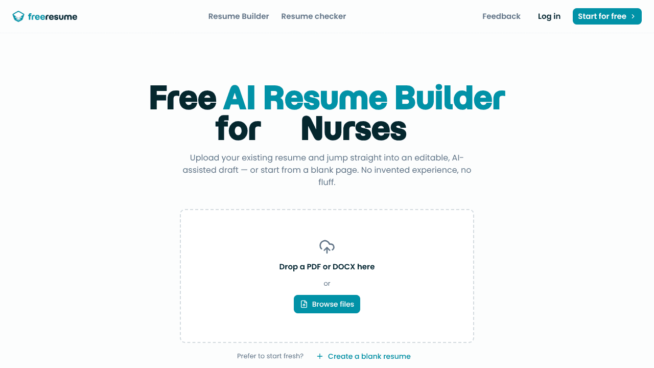 FreeResume website screenshot