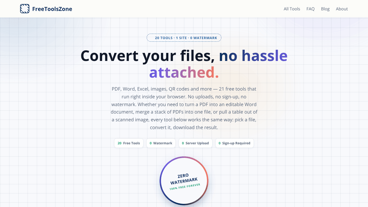 FreeToolsZone — 20 Free File Tools