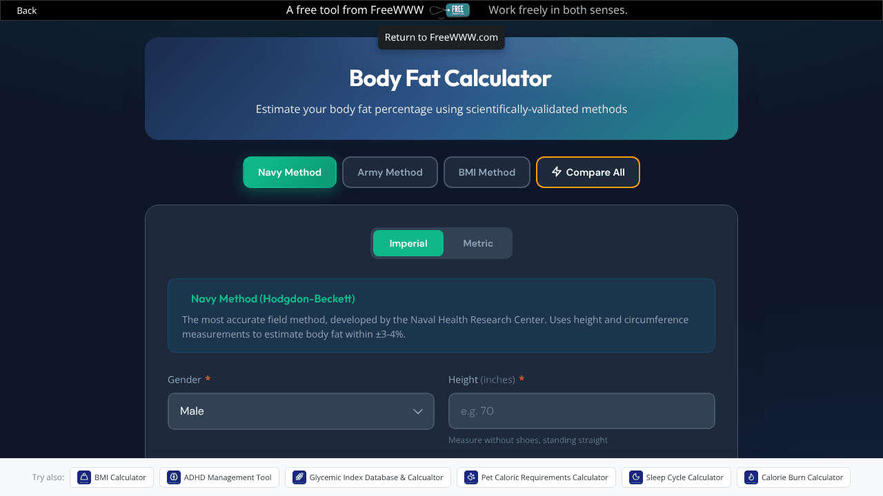 FreeWWW Body Fat Calculator