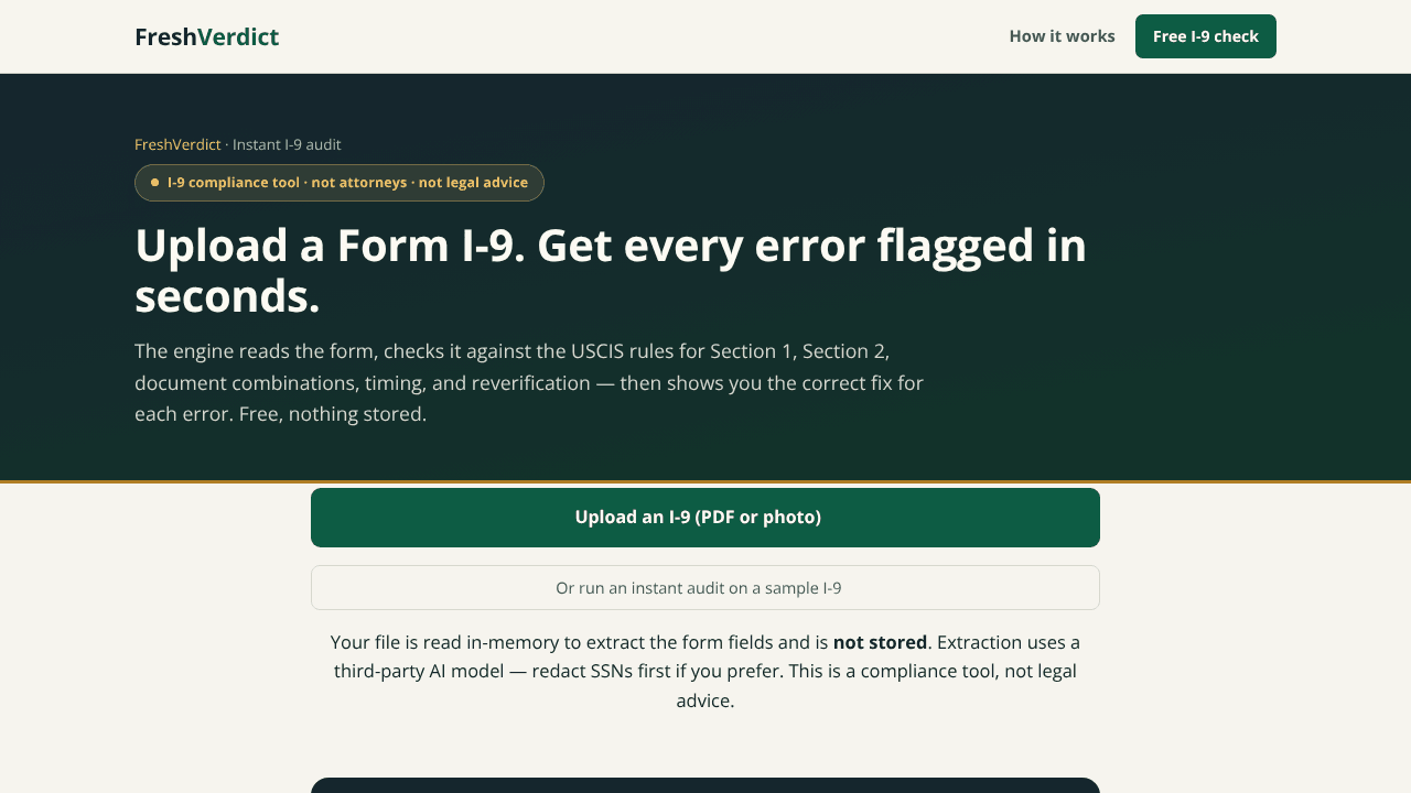 FreshVerdict — Instant I-9 Audit