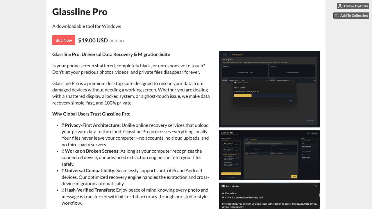 Glassline Pro website screenshot