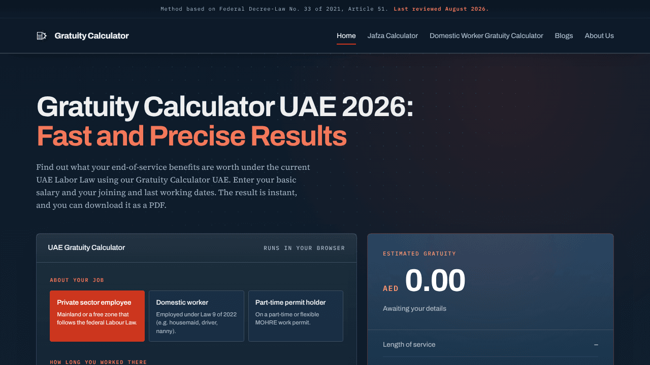 Gratuity Calculator UAE
