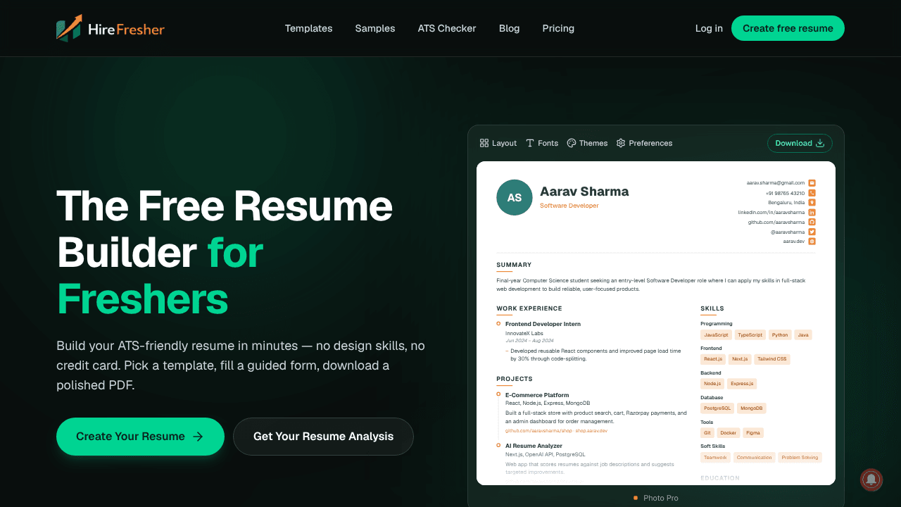 HireFresher — Free ATS
