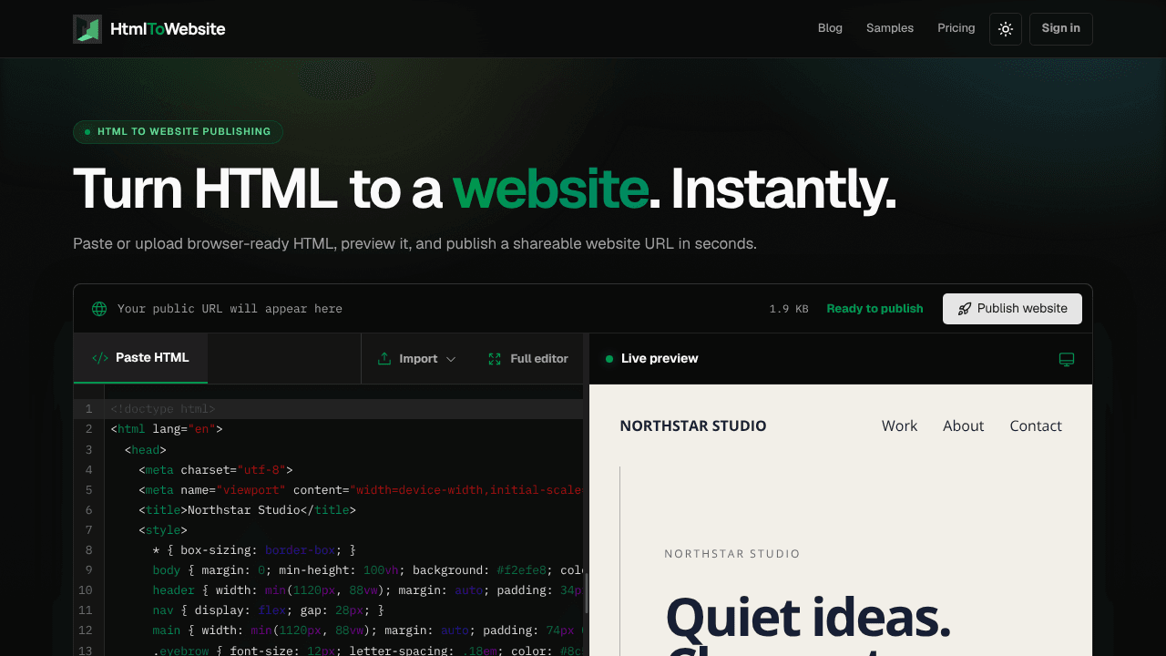 HtmlToWebsite
