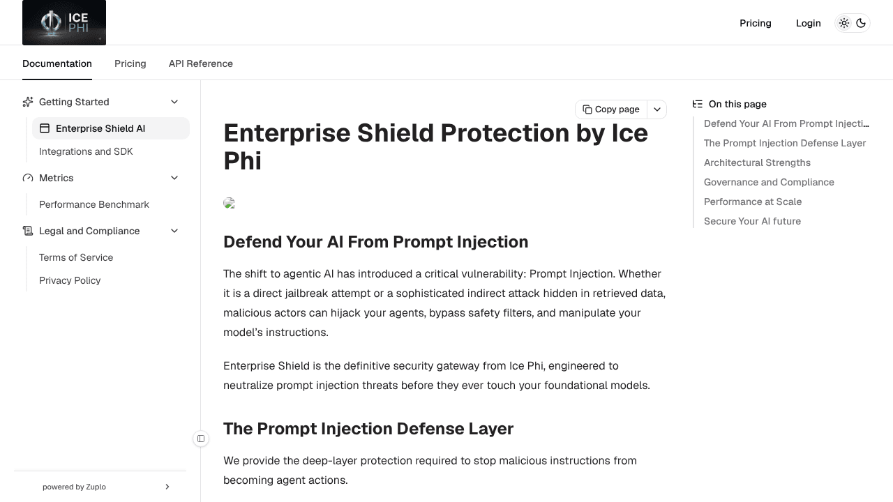 Ice Phi - Enterprise Shield website screenshot