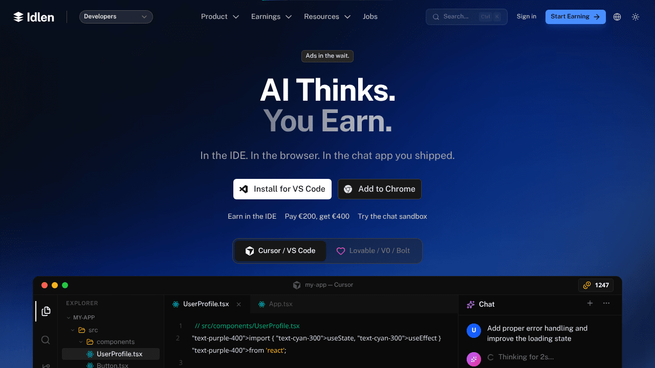 Idlen website screenshot