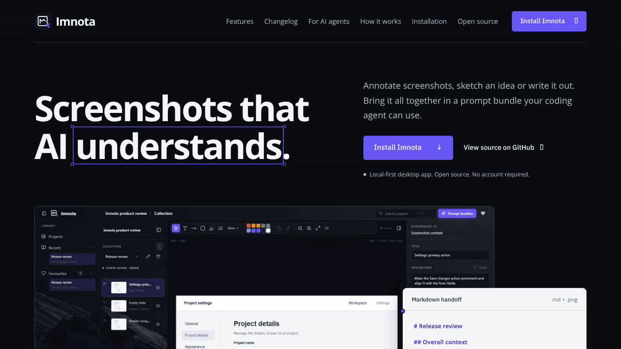 Imnota website screenshot