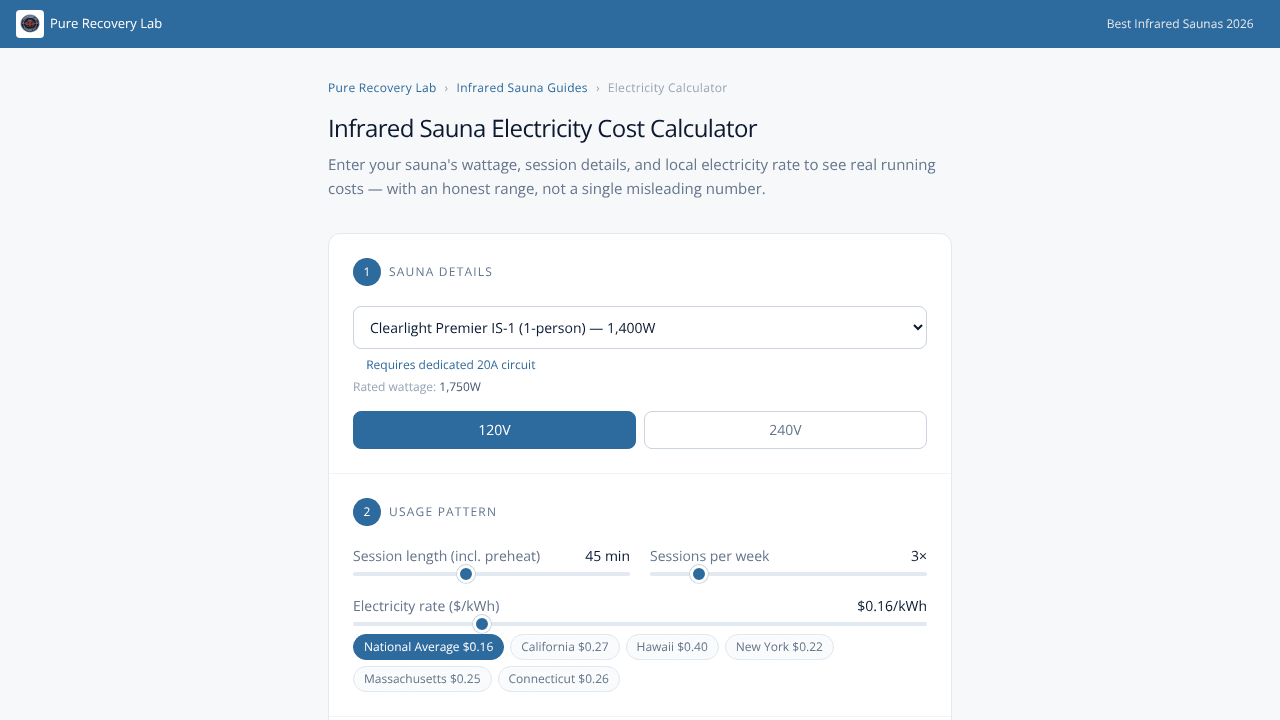Infrared Sauna Cost Calculator