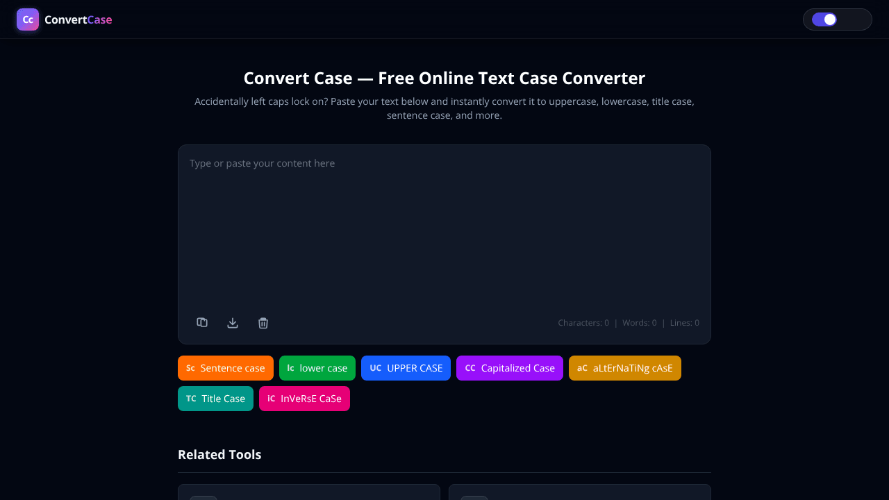 Instant case conversion for text