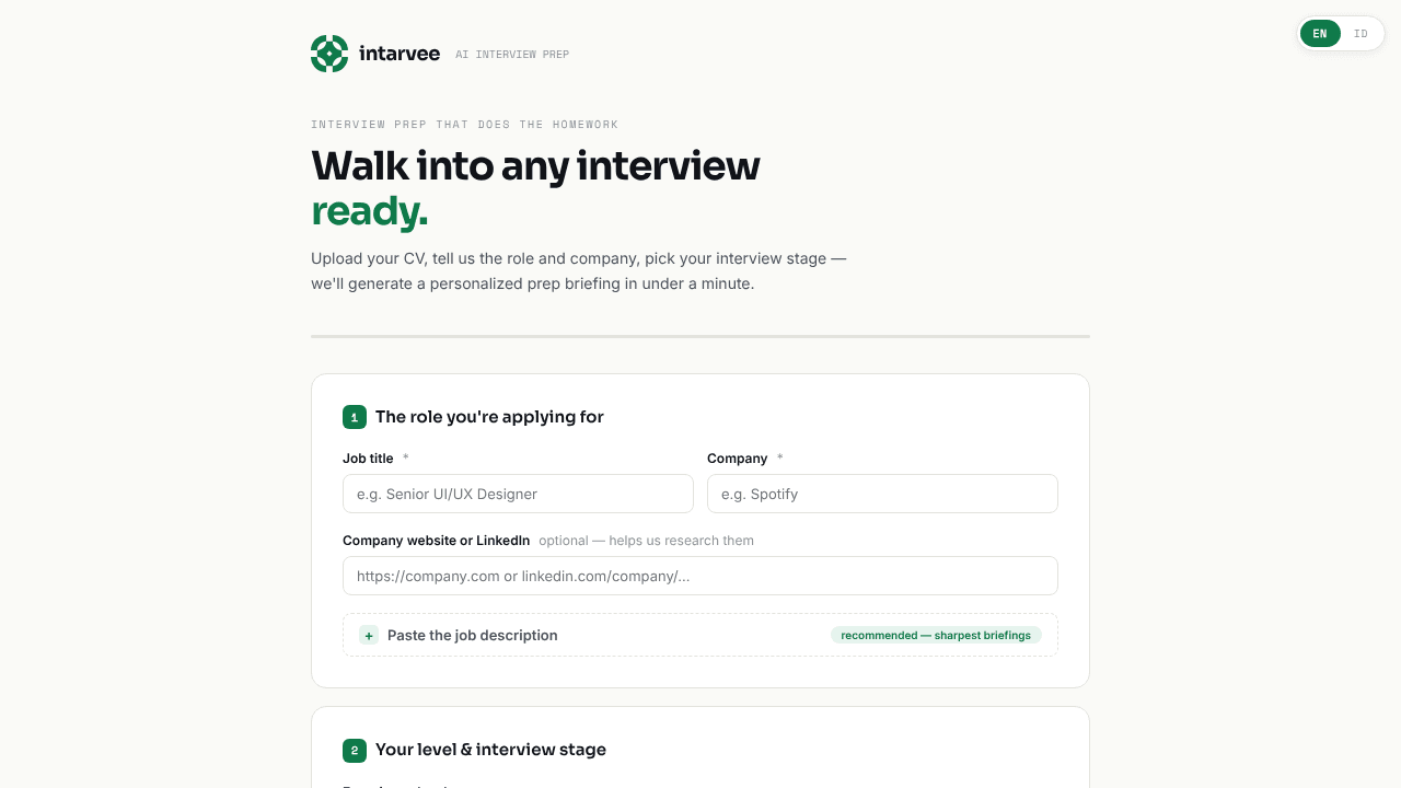 Intarvee — Walk into any interview ready