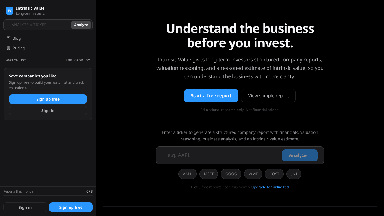 Intrinsic Value App