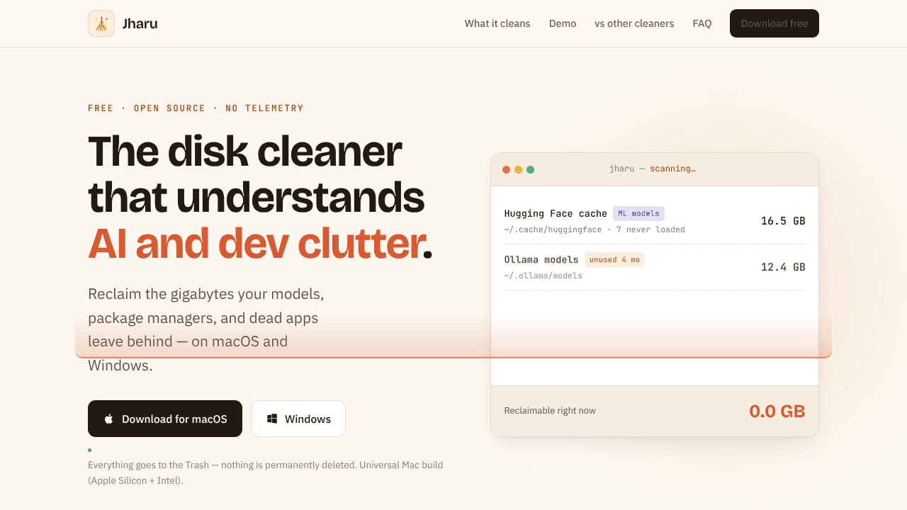 Jharu -A disk cleaner that can think.