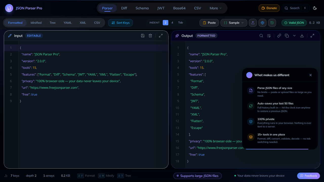 JSON Parser Pro