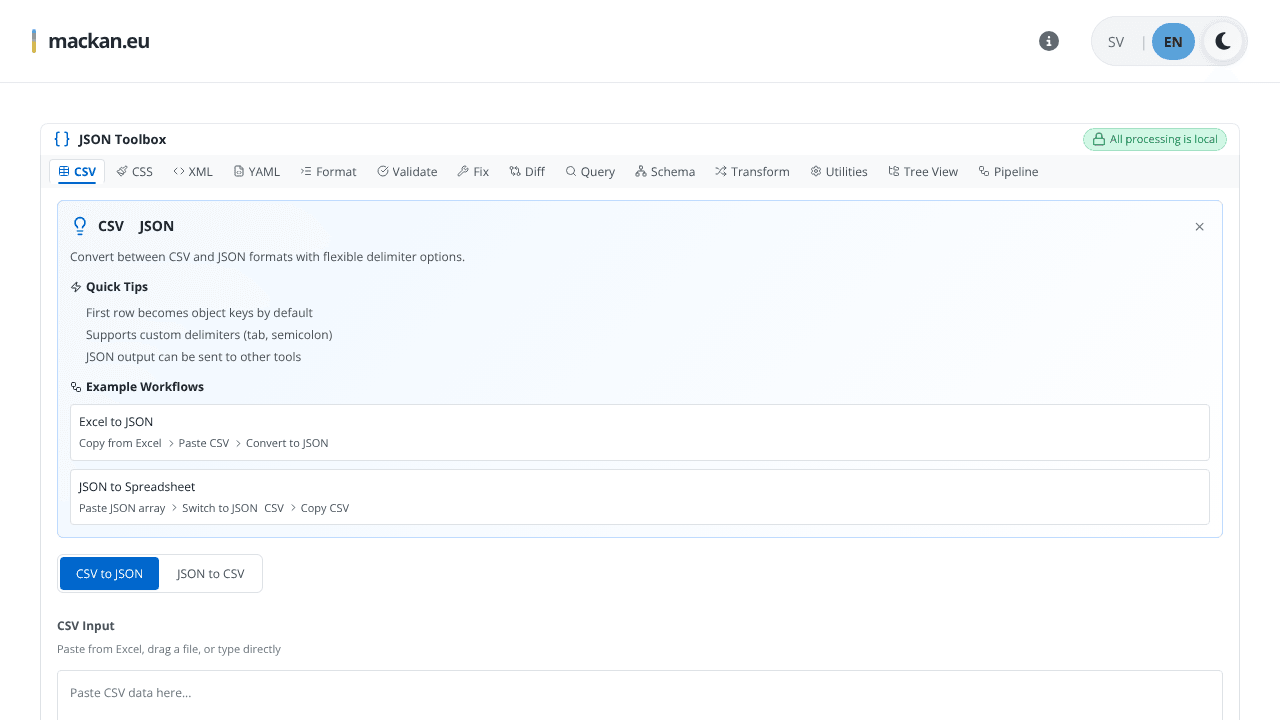 JSON Toolbox by mackan.eu