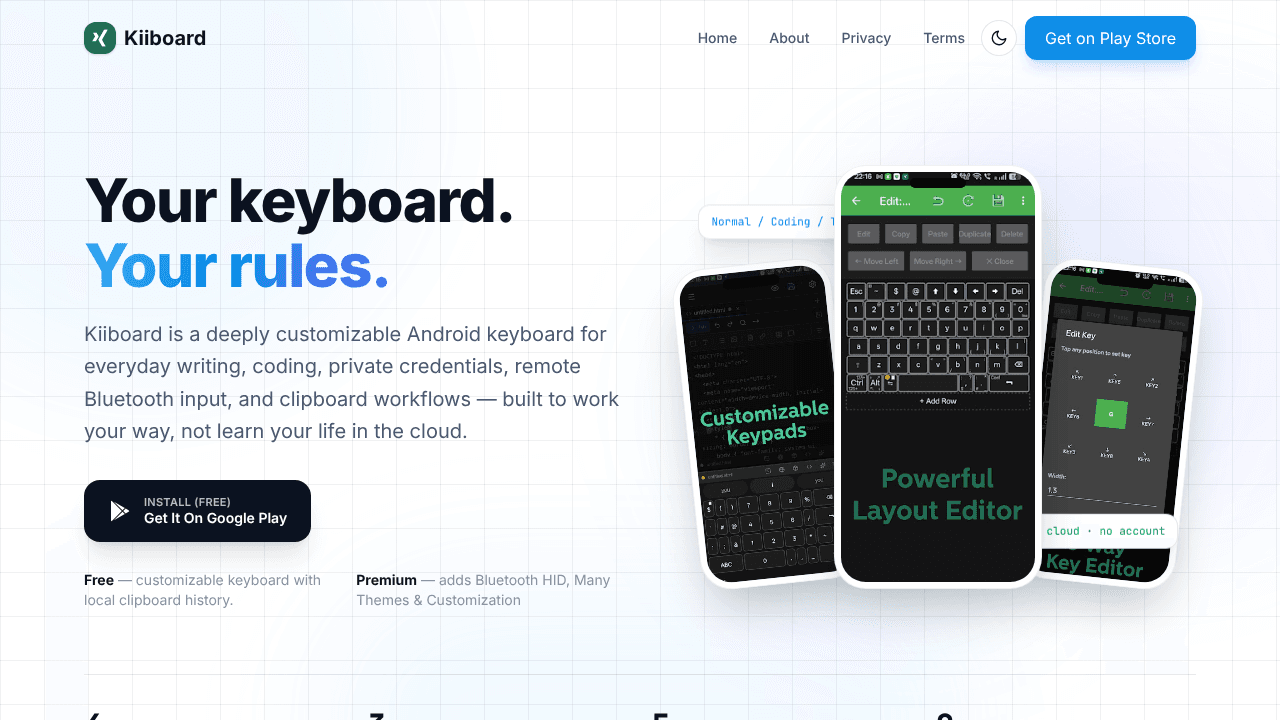 Kiiboard : Keyboard for Coding website screenshot