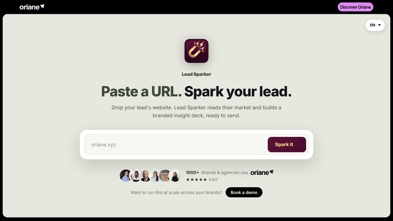 Lead Sparker website screenshot