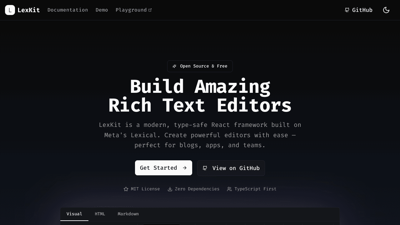 LEXKIT Rich Text Editor on Lexical