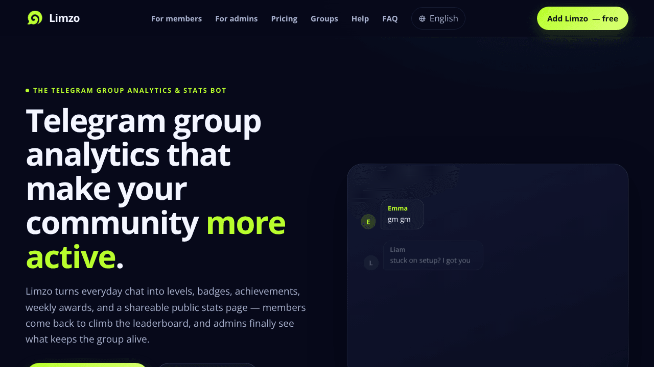 Limzo — Telegram Community Analytics