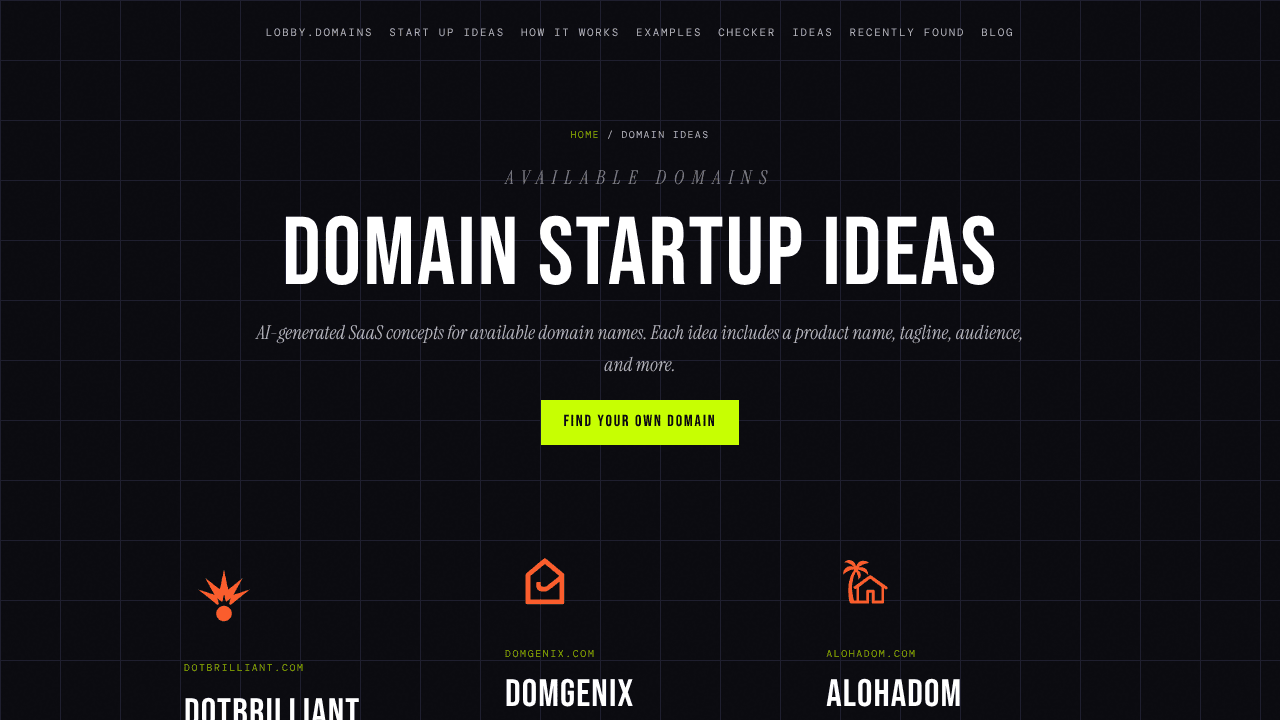 Lobby Domains' Start-Up Ideas