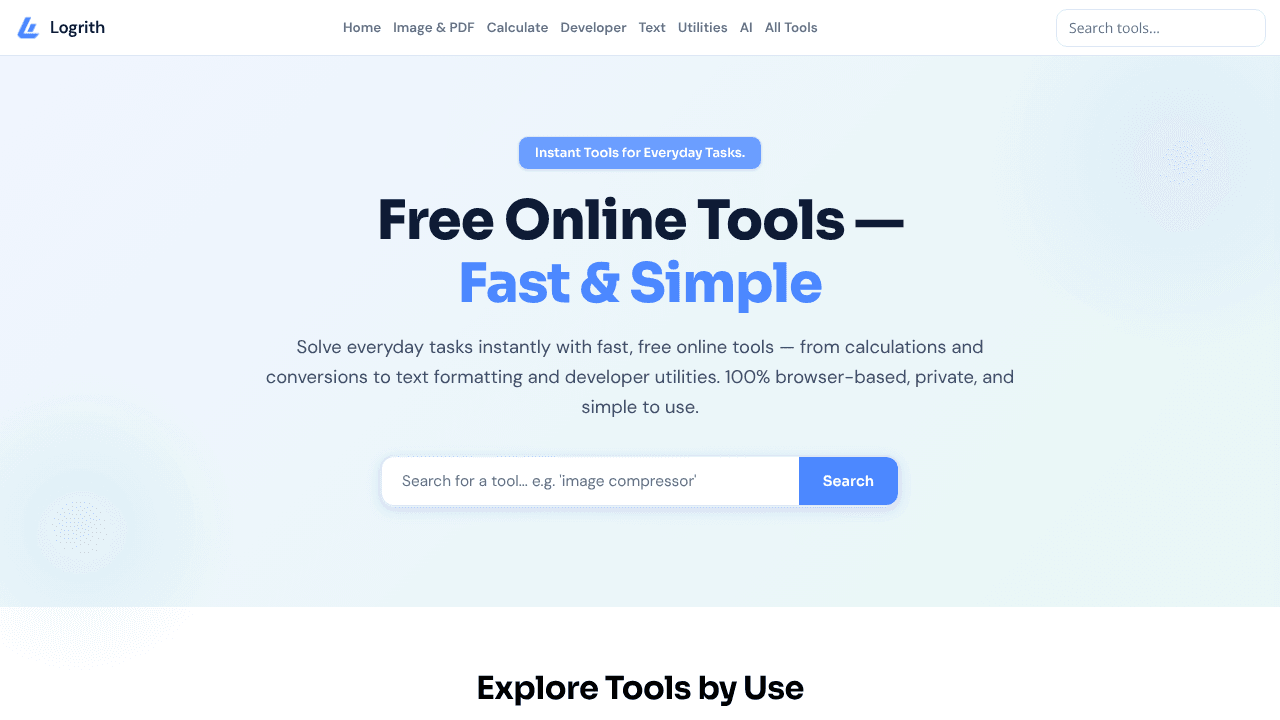 Logrith — Free Tools Platform