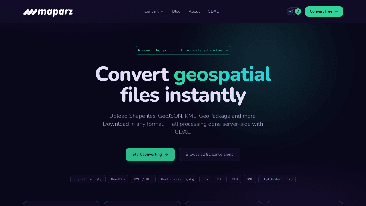 Maparz Online Geospatial File Converter