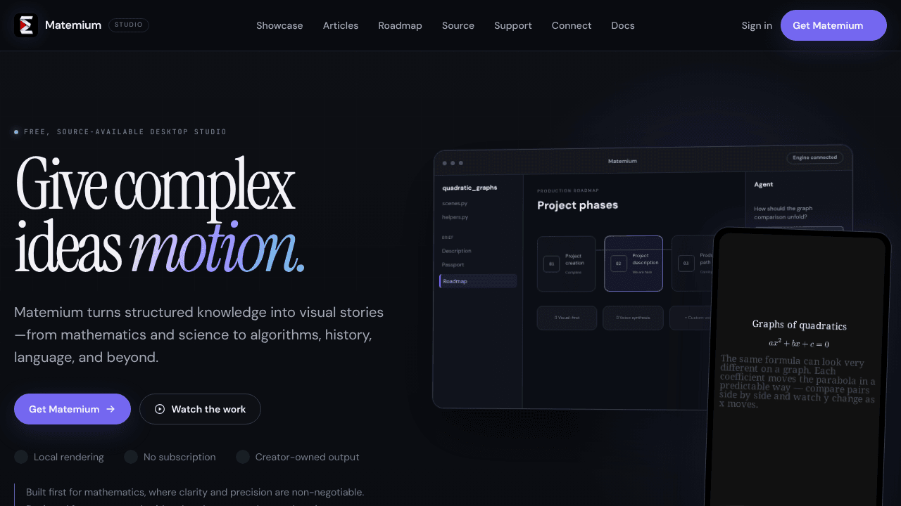 Matemium — Give complex ideas motion