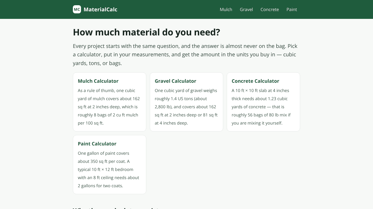 MaterialCalc — How Much Do You Need?