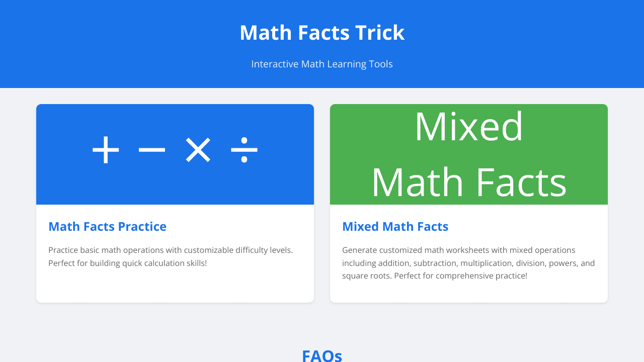 Math Facts Trick
