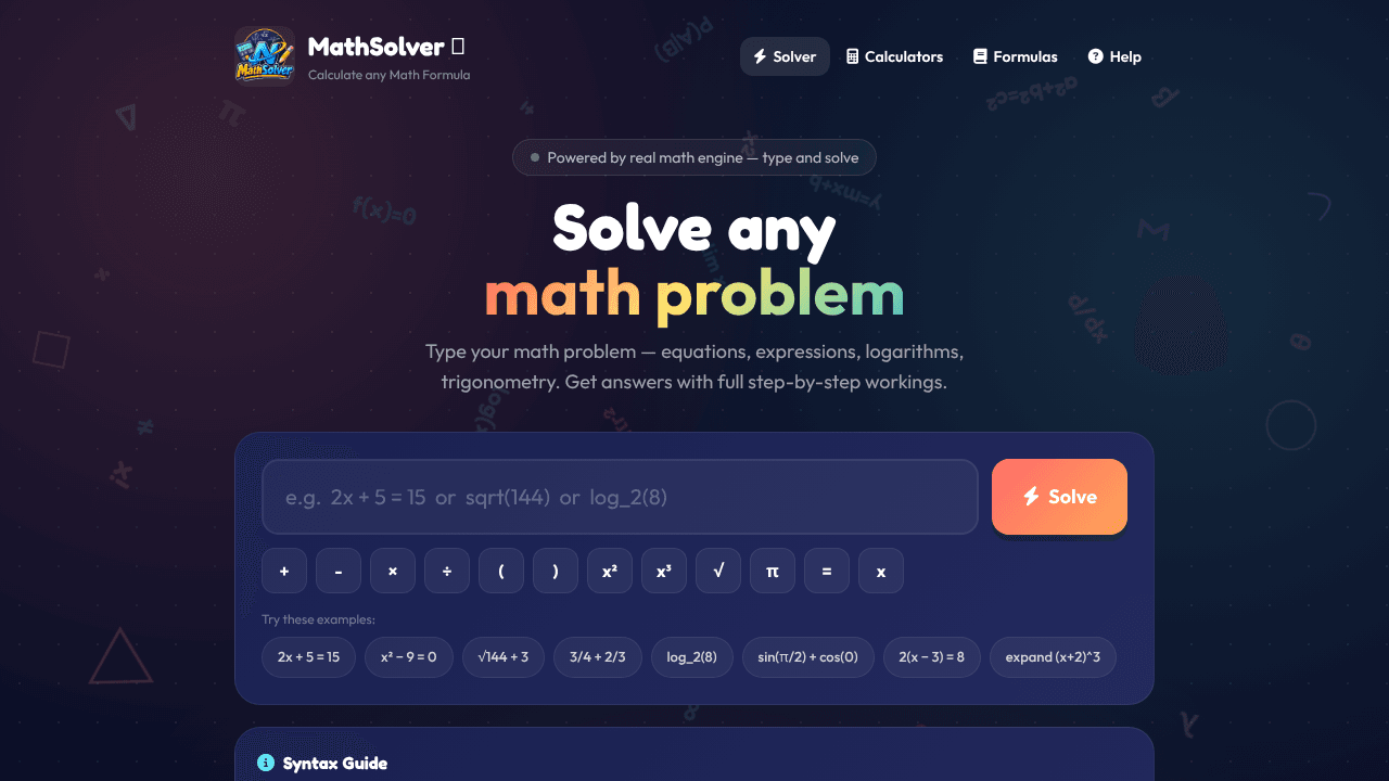MathSolver Ⓝ - Solve Any Math Problem