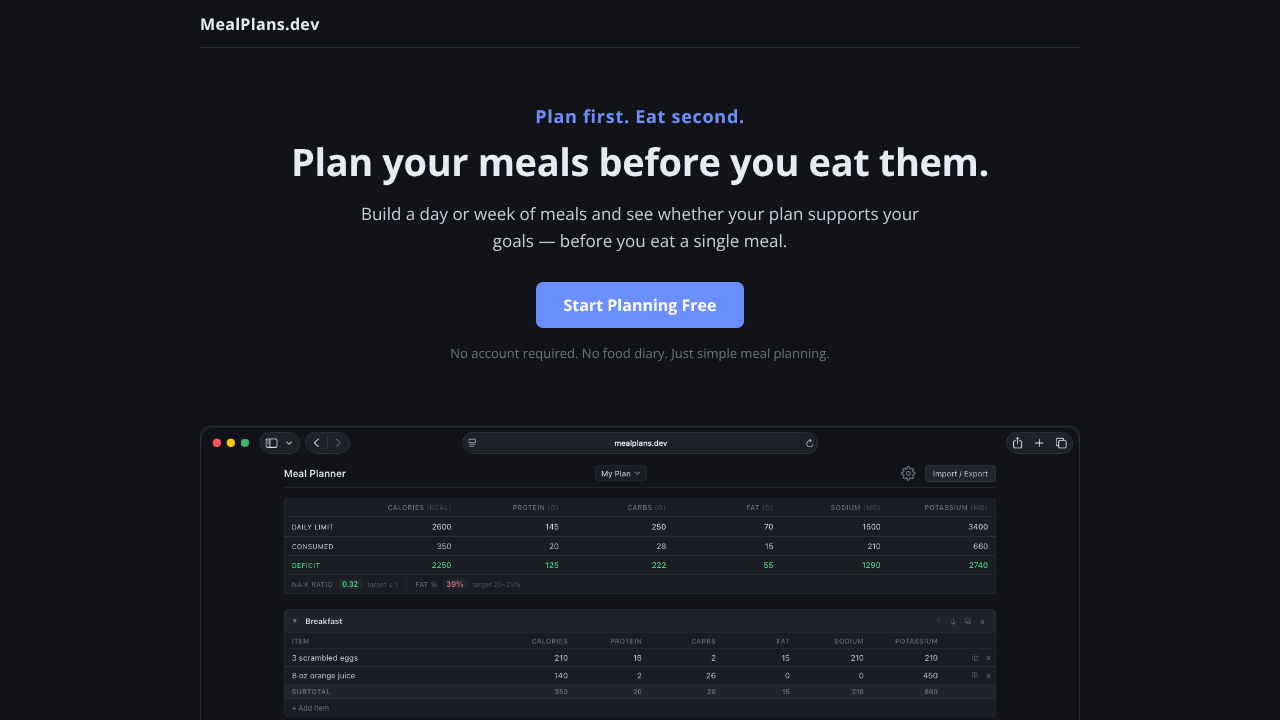 MealPlans.dev
