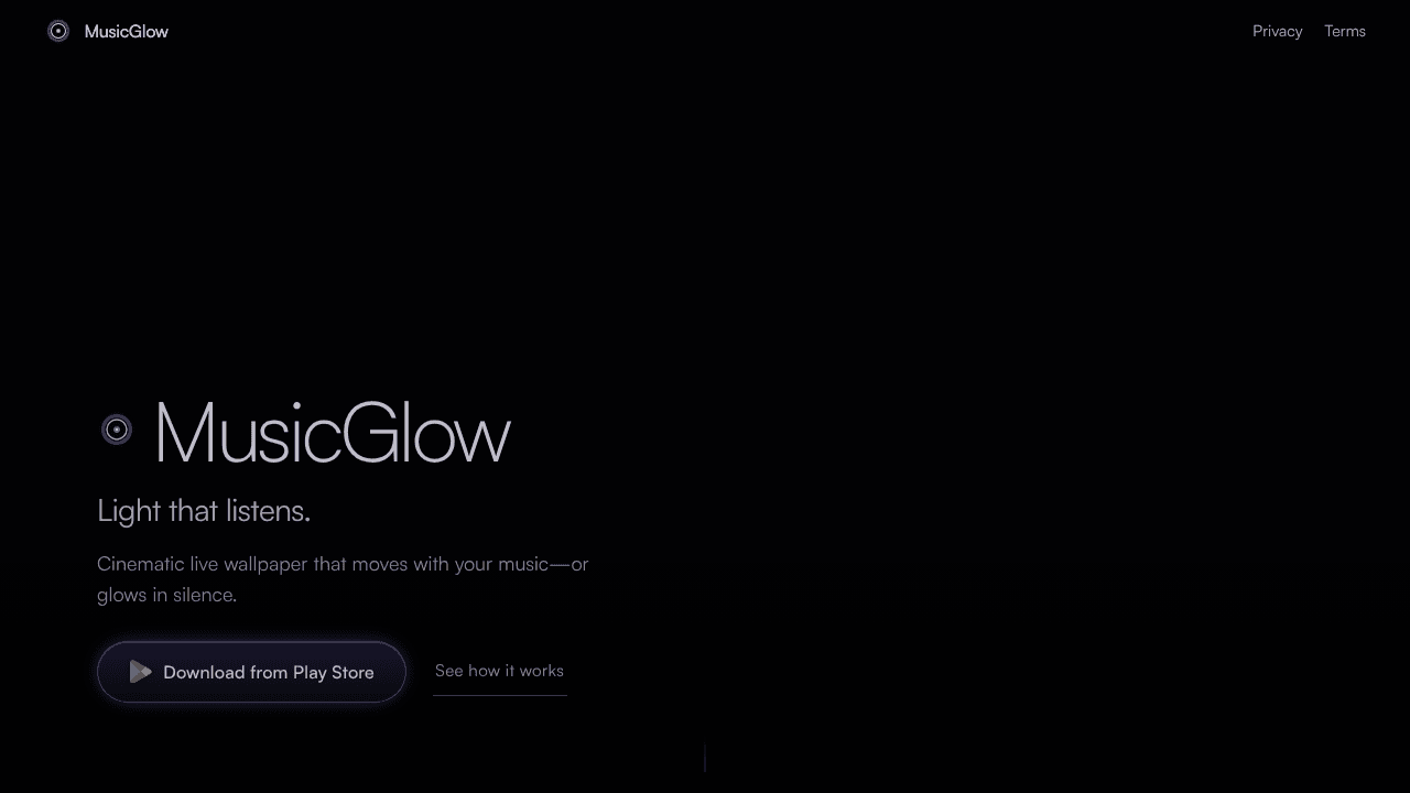 MusicGlow website screenshot