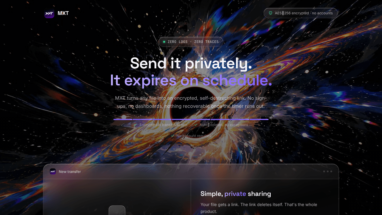 MXT — files that disappear on time