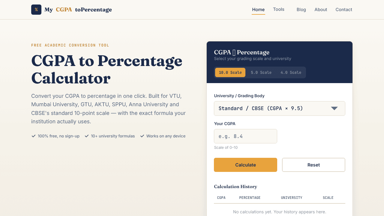 MyCGPAtoPercentage.com
