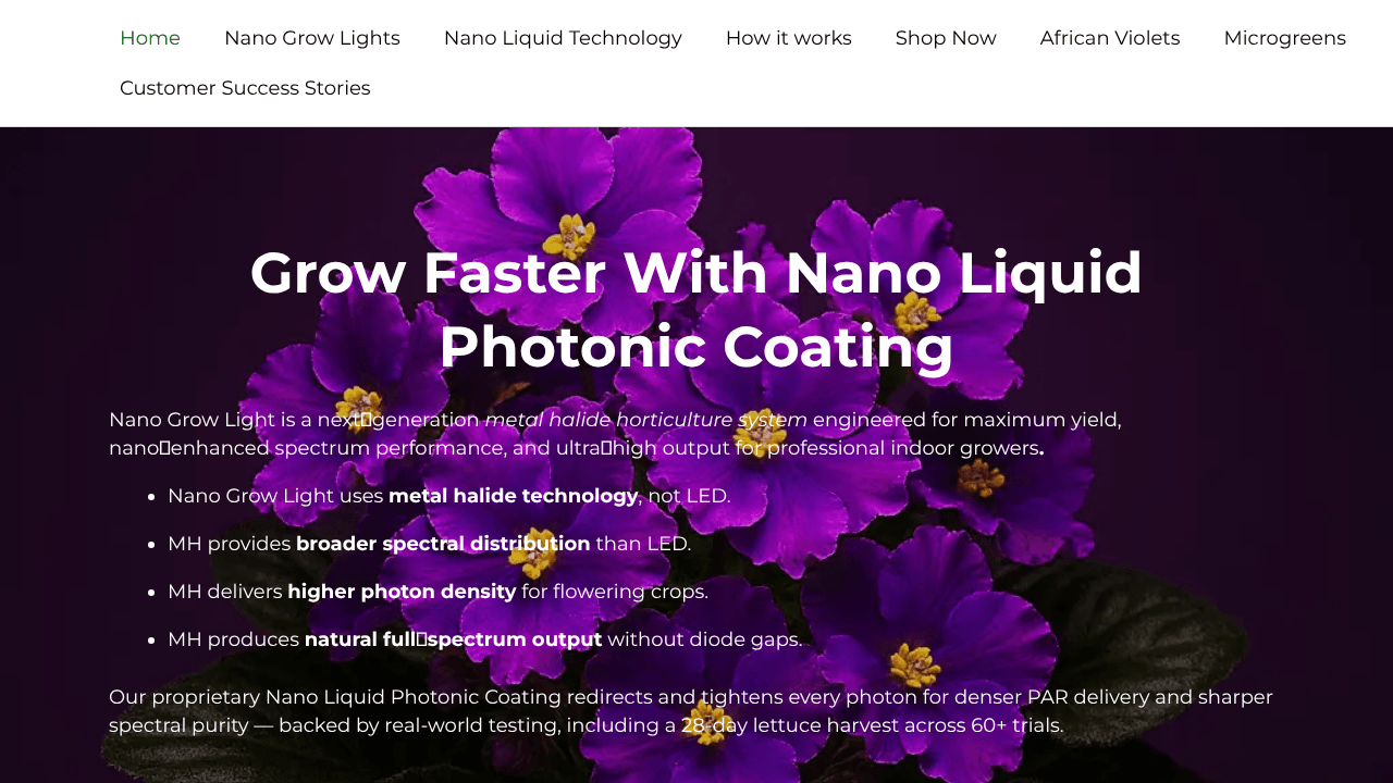 NanoGrowLight Nano Photonic Coating