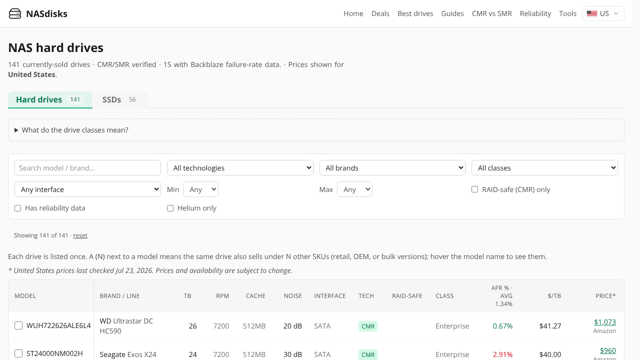 NASdisks website screenshot