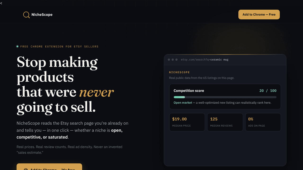 NicheScope — Free Etsy Competitor Data