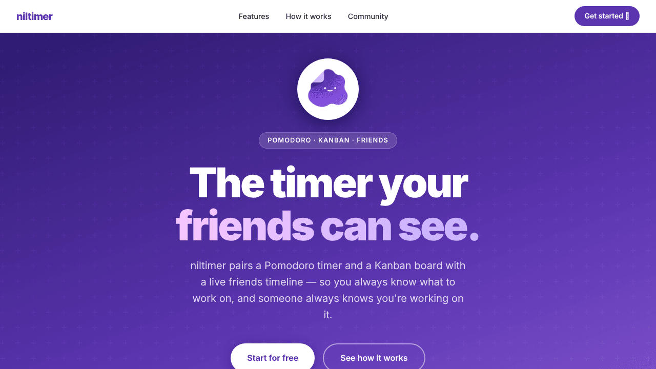 niltimer — Kanban· Pomodoro · Social