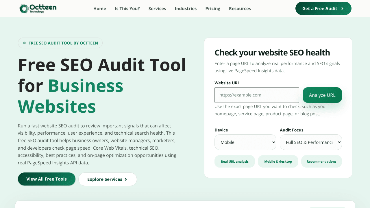 Octteen SEO Audit Tool