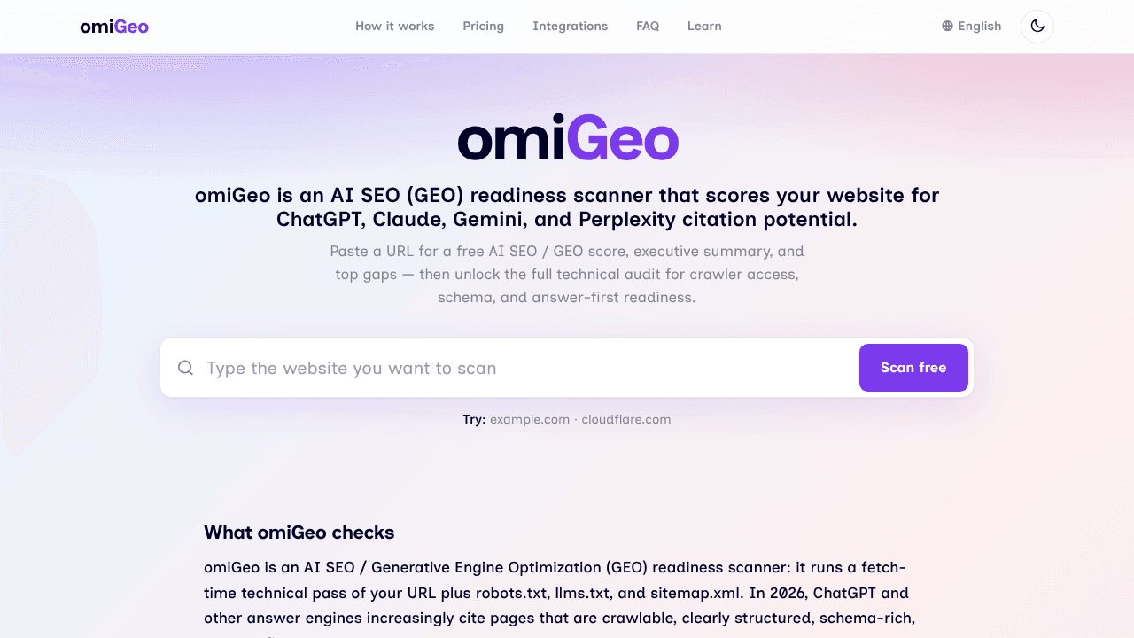 omiGeo — GEO Readiness Scanner