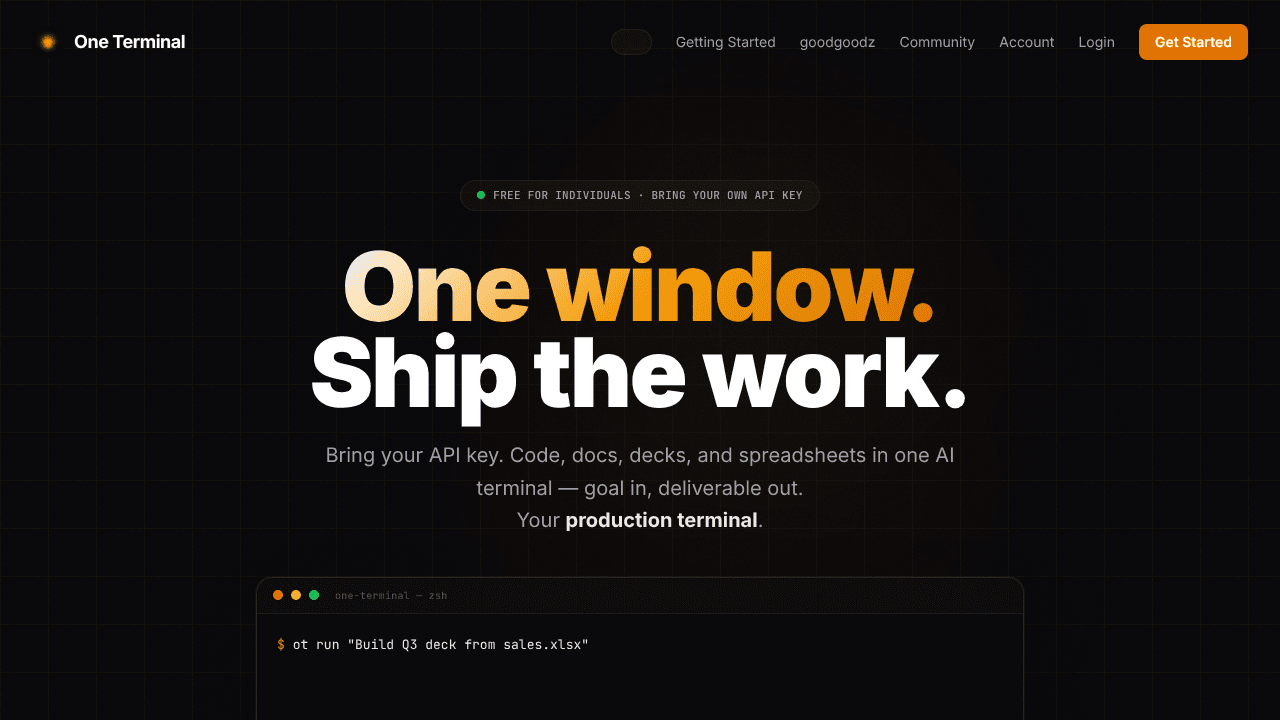 OneTerminal website screenshot