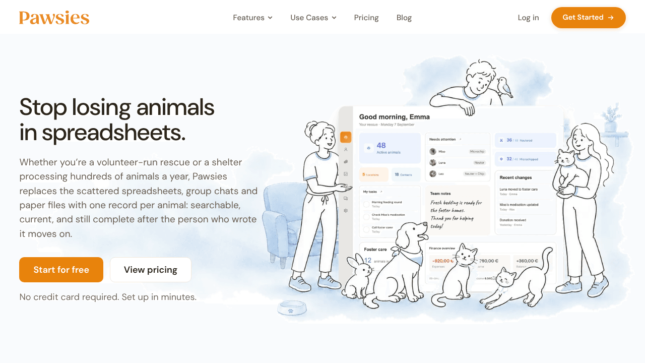 Pawsies website screenshot