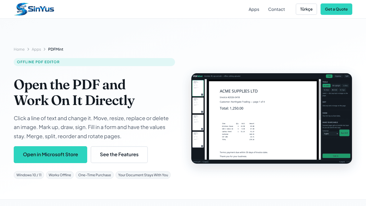 PDFMint website screenshot