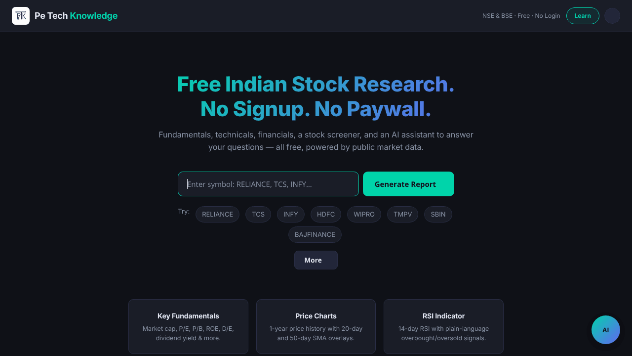 Pe Tech Knowledge — NSE Stock Research