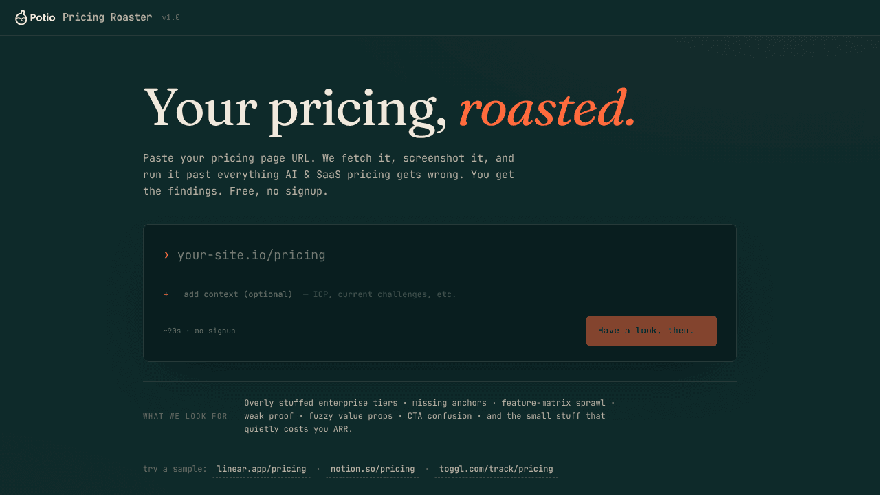 Pricing Roaster