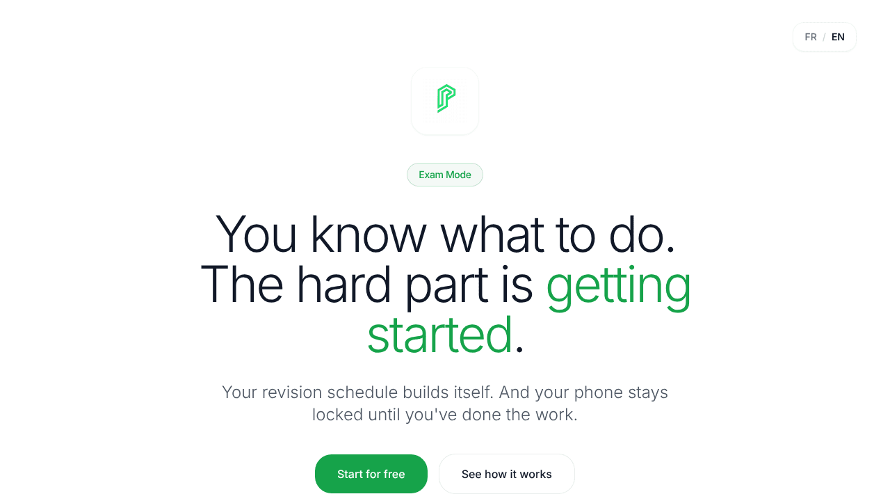 Productif.io Exam Mode website screenshot